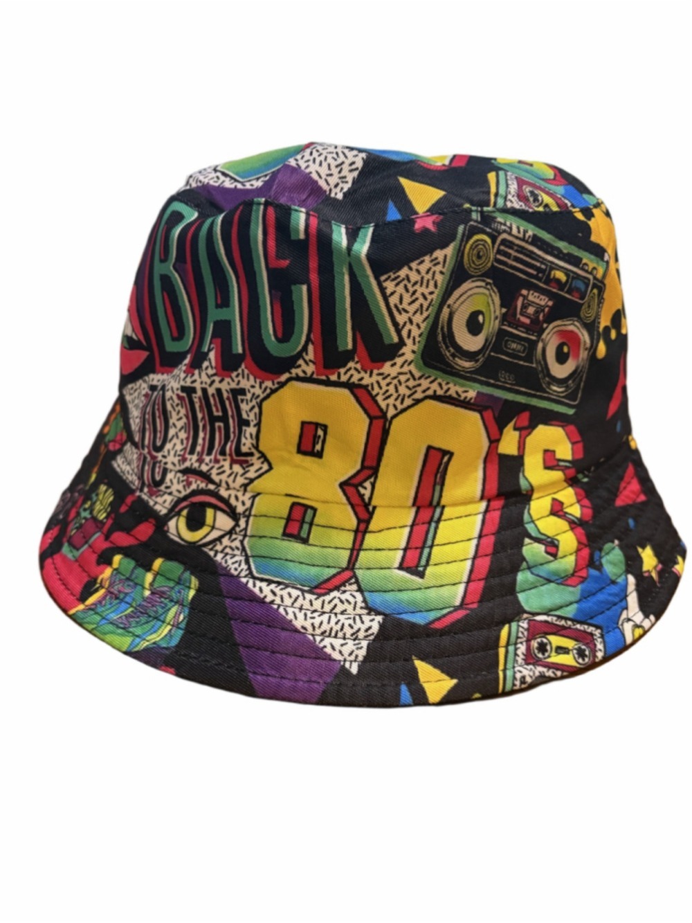 Bucket Hat Multi Color 80s Print - Picture 4 of 6
